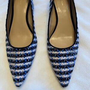 Ann Taylor tweed fabric block heel shoes